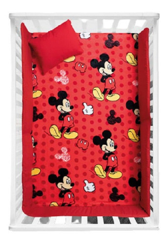 Cobertor Ligero Cunero Mickey Mouse Microfibra Chiqui Mundo Color Rojo
