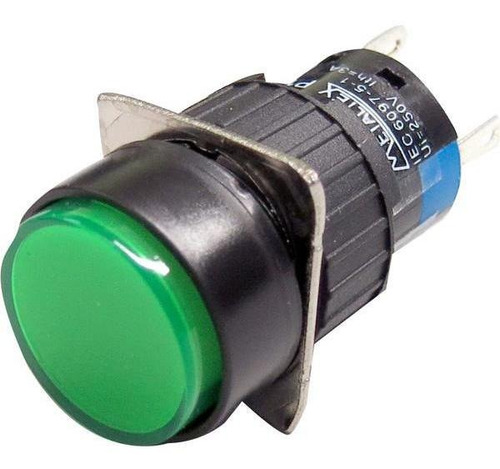 Pulsador Iluminado 16mm Redondo Con Retención Verde 24v - 1 