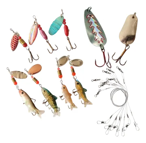 comprar Set 17 Pzas Azuelo Carnadas Silicón Cucharás Líder De Acero