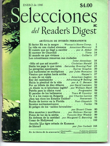 Selecciones Del Reader´s Digest Nº62 Enero 1946