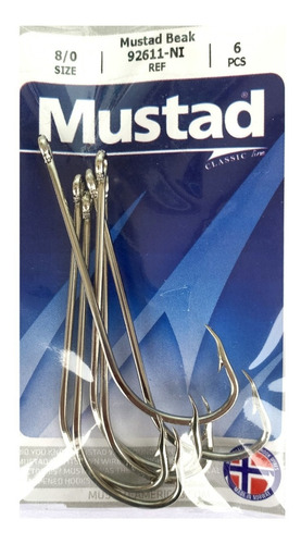 Anzuelo Mustad 92611 #8/0 Para Pesca Variada Con Carnada