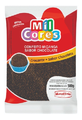 Confeito Crocante De Miçanga Nº0 Chocolate 500g Mavalério