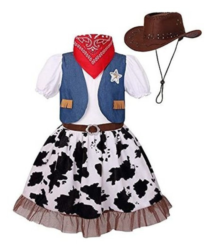 Disfraz Talla Medium Para Niñas De Vaquera Halloween