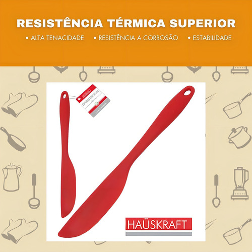 Espátula Para Confeitar Silicone Resistente 27 Cm Hauskraft Cor Vermelho