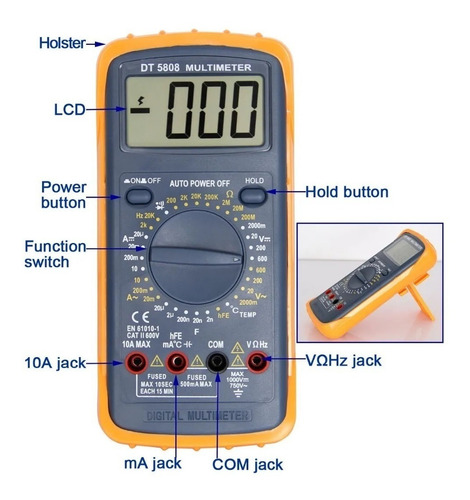 Imagen 3 de 5 de Multimetro Tester Digital Capacidad Frecuencia 600v Ruhlmann