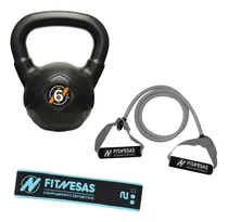 Comprar Kit Set Gym Pesa Rusa Kettlebell 6 Kg + Bandas Elasticas Sp