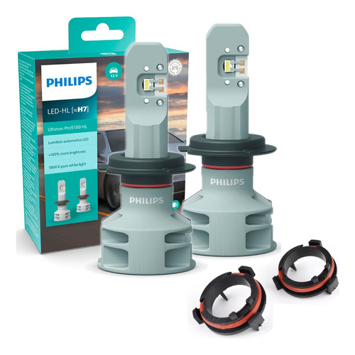 Kit Led Philips H7 + Adaptador Para Gol Voyage Saveiro G5