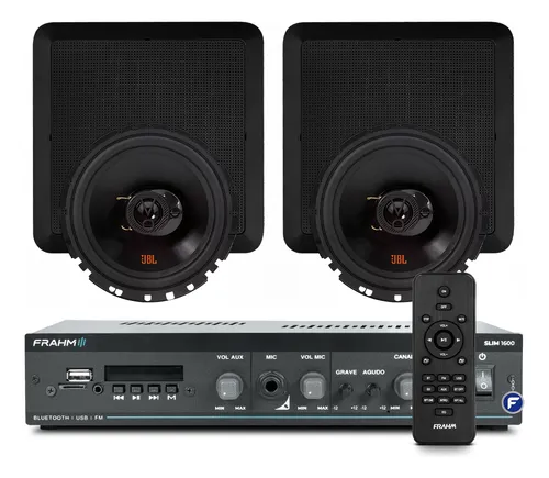 comprar Kit Som Ambiente Teto Gesso Embutir Frahm + 2 Arandelas Jbl