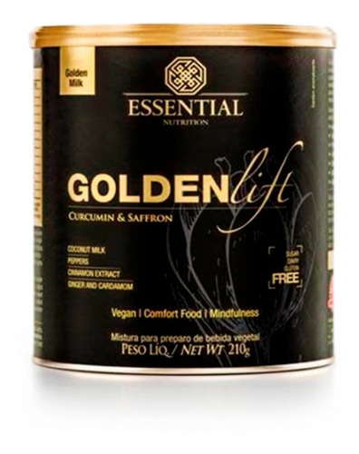 Suplemento Em Pó Essential Nutrition Golden Lift Bebida Vegan Sabor Milk Em Lata De 210g