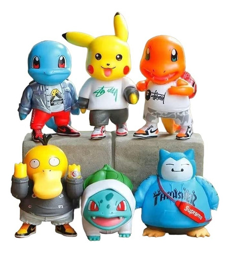 Colección De 6 Figuras De Pokémon 8cm Con Ropa