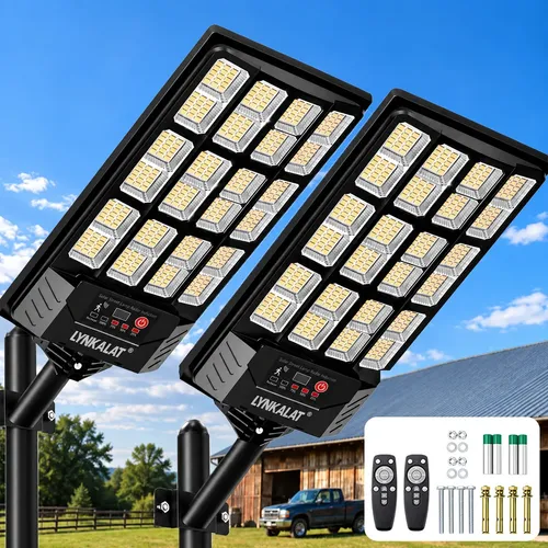 Kit 2 3200w Luminárias Solares Potente Com Sensor Lynkalat Escolha Preto