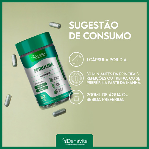 Kit 2x Spirulina Pura Fonte De Proteínas Superfoods Denavita