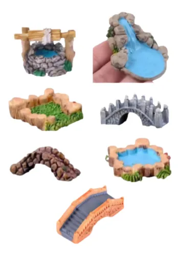 Cascada Pozo Pasto Pileta Puente Miniatura Casa Muñecas 1uni