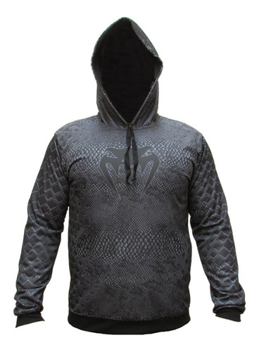 Casaco Venum Capuz Snake Skin Black Mamba Preto Cinza