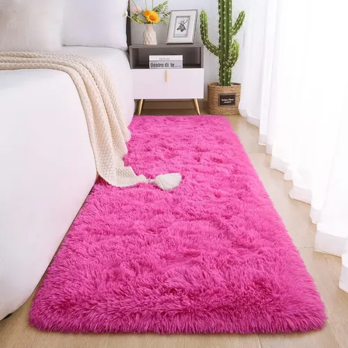 Passadeira Corredor 2,00x0,60 Tapete Super Peludo Beira De Cama Sala Quarto Pink