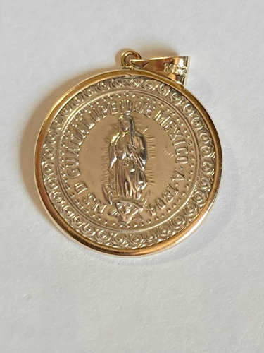 Medalla Virgen De Guadalupe En Plata 925 Con Bizel D Oro 14k