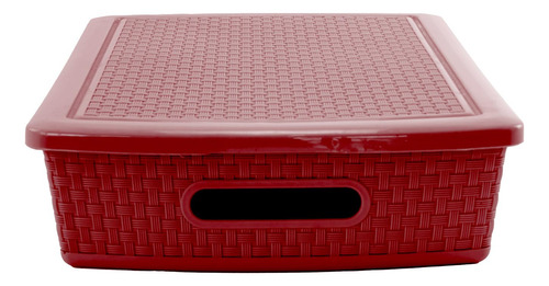 Set De 3 Cestas Plásticas Rectangulares 12 Litros Color Vino