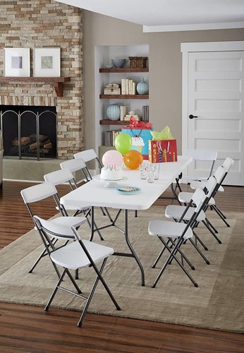 Imagen 6 de 6 de Mesa Plegable Rectangular Blanca Tipo Maletín 1.22x60x74 #e