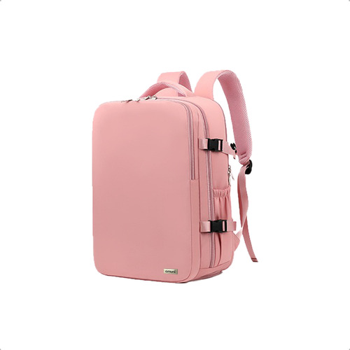 Mochila Impermeable Porta Notebook Usb Reforzada Acolchada Color Rosa Diseño De La Tela Liso