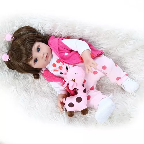 Boneca Bebe Reborn Girafinha 48cm Corpo 100% Silicone - Cor