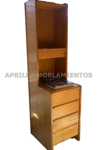 Imagen 3 de 5 de Cajonera Biblioteca Roble Macizo 4 Cajones Estantes
