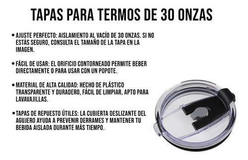 Imagen 5 de 10 de Tapa Para Vaso Termo 20oz 30oz 550ml Antiderramante Yeti