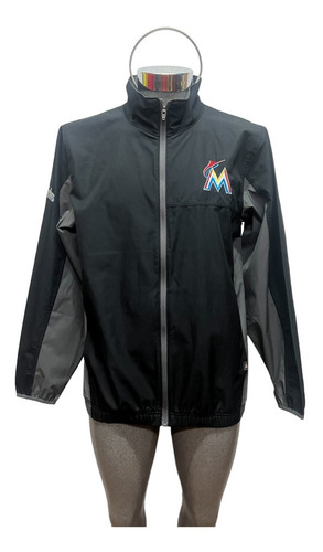 Sudadera Rompevientosmajestic Mlb Beisbol Marlines De Miami