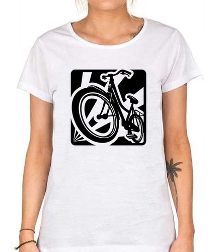 Remera De Mujer Dibujo Bicicleta Ciclisto Aventura M1