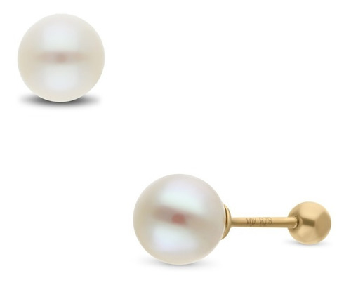 Broqueles De Oro Aretes De 10k Mujer Perlas