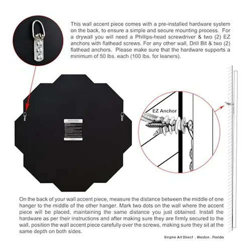 Espejo Hexagonal Negro Mate 34 Listo Para Colgar - Decoraci