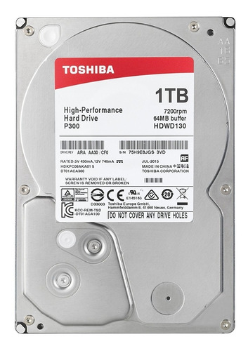 Disco Duro Toshiba P300 1tb Sata 6gb 64mb 7200 Rpm 3.5 6gbps