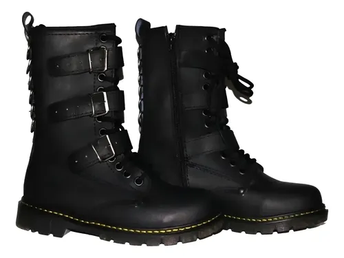 Botas Piel Tendencia Hebilla Argolla Negra Vino Hombre Mujer
