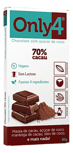 Chocolate 70% Cacau 80g - Only4