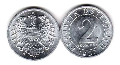 Moneda Austria Año 1957 2 Groschen Sin Circular Oferta!!!!!!