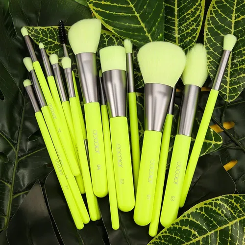 Docolor Set De Brochas Verde Neon 15 Piezas 100 Original