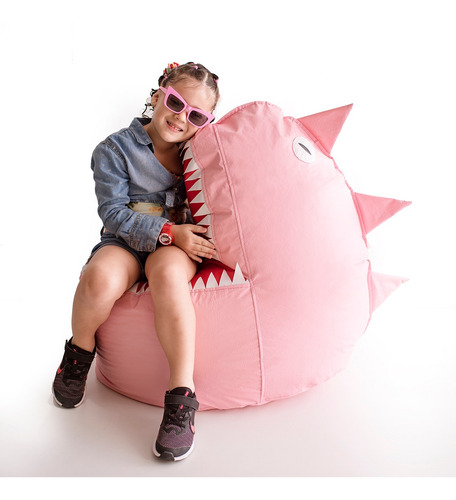 Puff Dinossauro Temático Bichinho Rosa Pink Com Enchimento