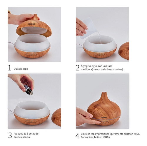 Difusor De Aromas Teeno 500ml 10 Aceites Esenciales