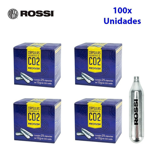 Kit 100 Cilindro Co2 12g Rossi Cápsula Ampola Gás Airsoft Nf