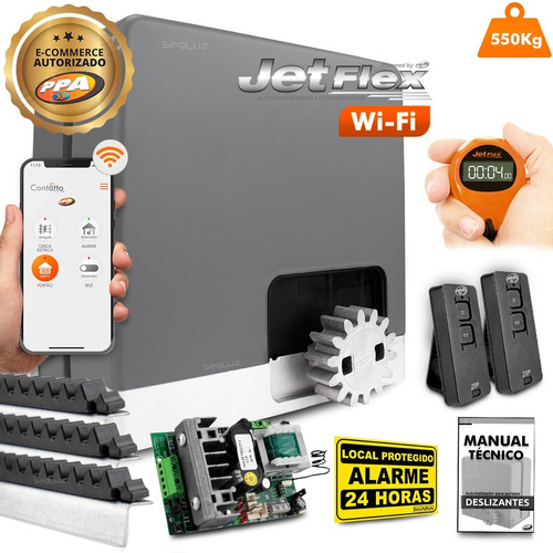 Kit Motor Ppa Dz Hub Wifi Jet Flex App 3m Crem Portão 550kg
