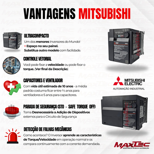 Inversor De Frequência Mitsubishi 30cv 220v Trifásico E820