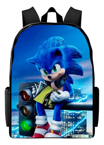 Bolsa Mochila Volta As Aulas Infantil Várias Estampas Sonic Desenho Do Tecido Sonic M16