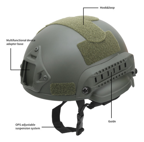 Casco Militar Ligero, Verde, Transpirable, Protector De Cabe