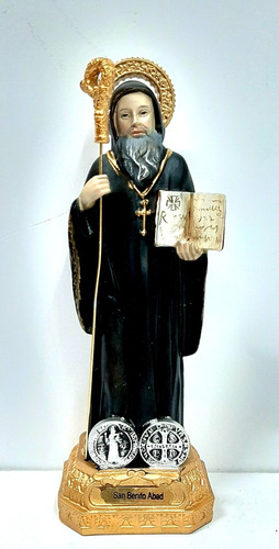 Estatua De San Benito - 16 Cm - Resina Poliéster-del'altare 