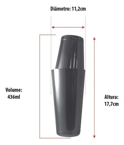 Coqueteleira Inox Open Bar para Drinks 436ml - Ruvolo