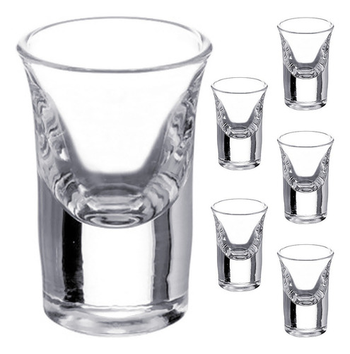 Imagen 4 de 7 de Juego De 6 Vasitos Tequileros Vidrio Caballito Combo Tequila