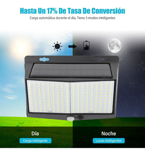 Imagen 3 de 7 de Lámpara Solar Con Sensor De Movimiento 288 Leds 2 Piezas
