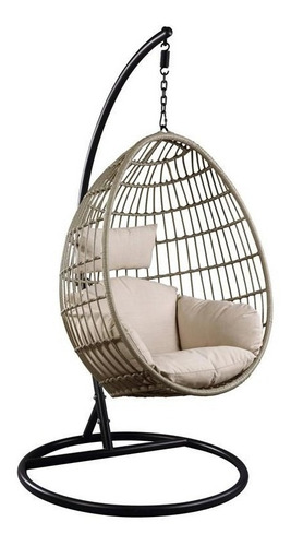 Imagen 1 de 4 de Silla Colgante Mecedora Beige, Silla Moderna Para Exterior
