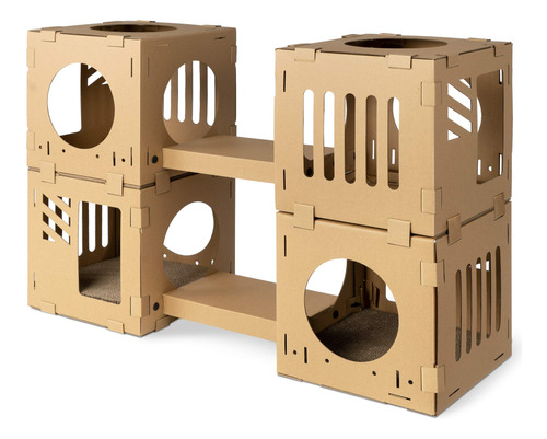 Navaris Casa Modular De Cartón Para Gatos  Torre De Jue.