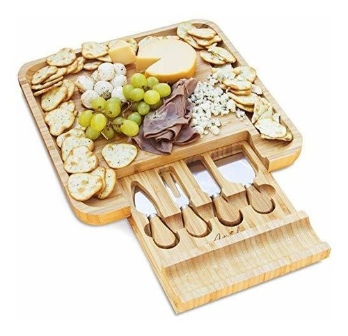 Antigua Lux Premium Bamboo Cheese Board And Knife Set - Pur