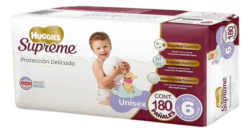 Huggies Supreme Pañal Desechable Etapa 6 180pzs Género Hombre